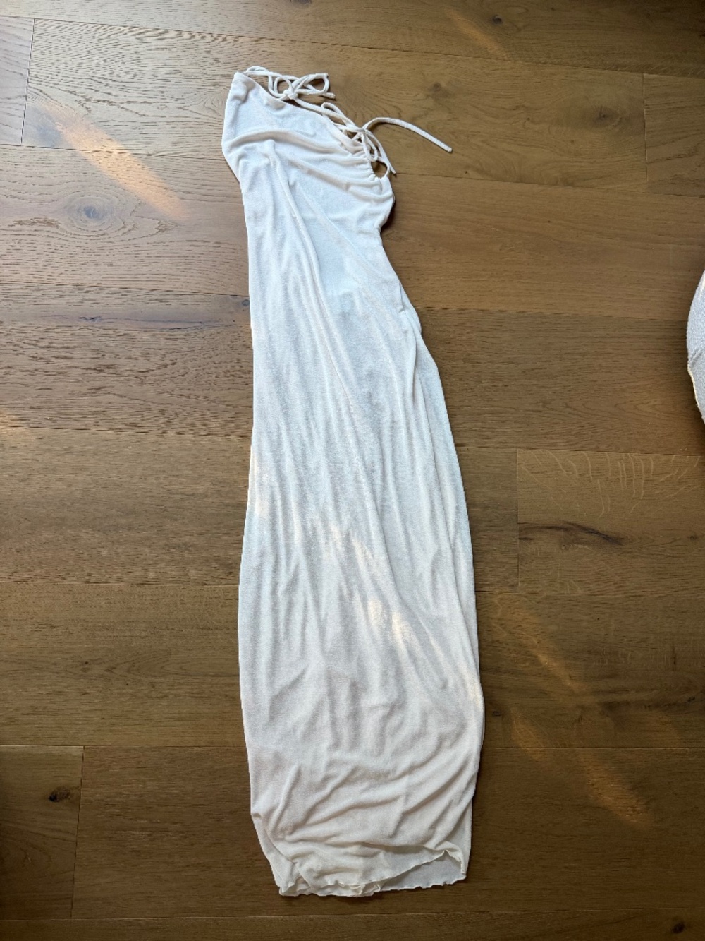 Oh Polly Ivory Strappy Maxi Dress Ruched Back UK 6 US 2